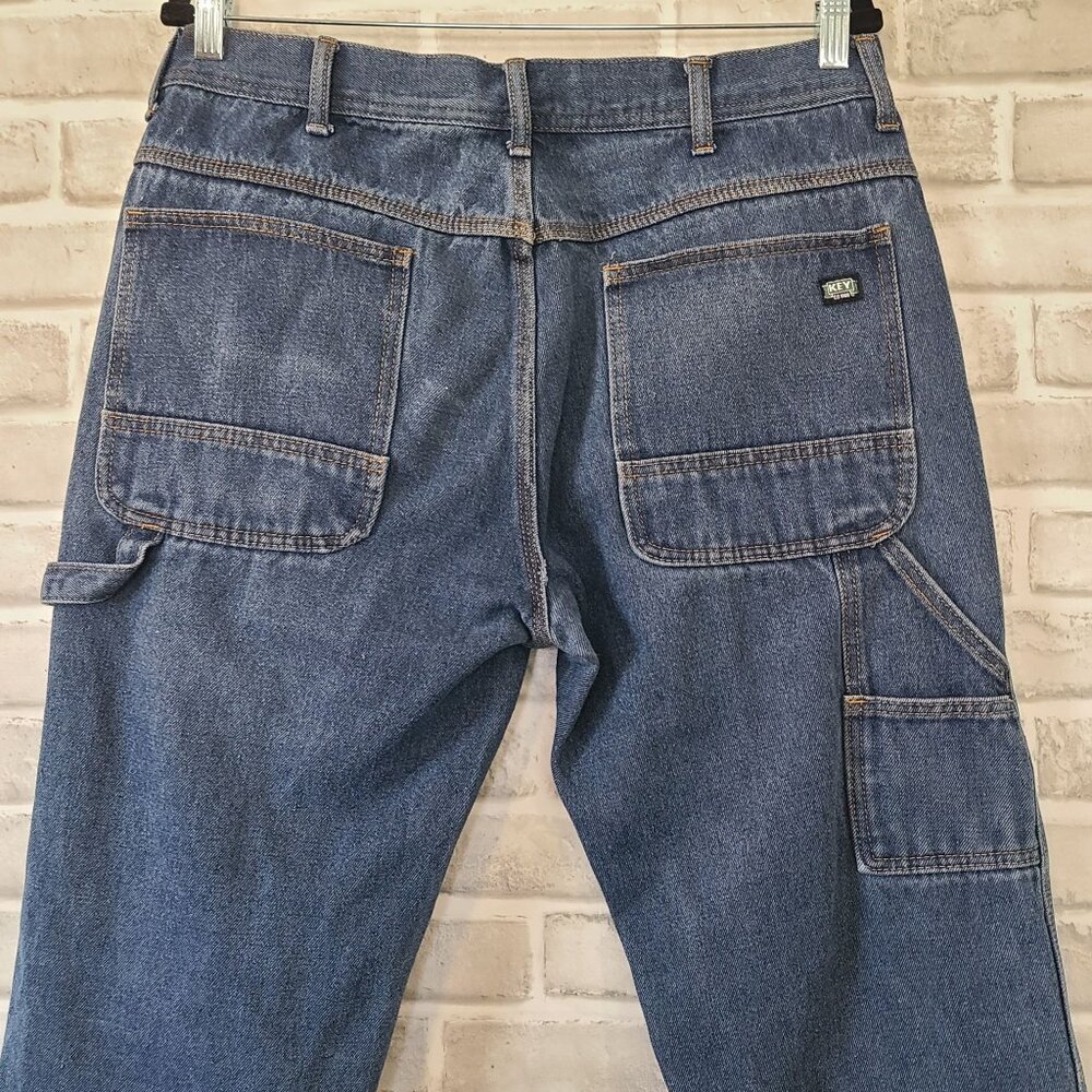 Key Utility Carpenter Denim Blue Jeans Mens 34/34 Workwear Sturdy